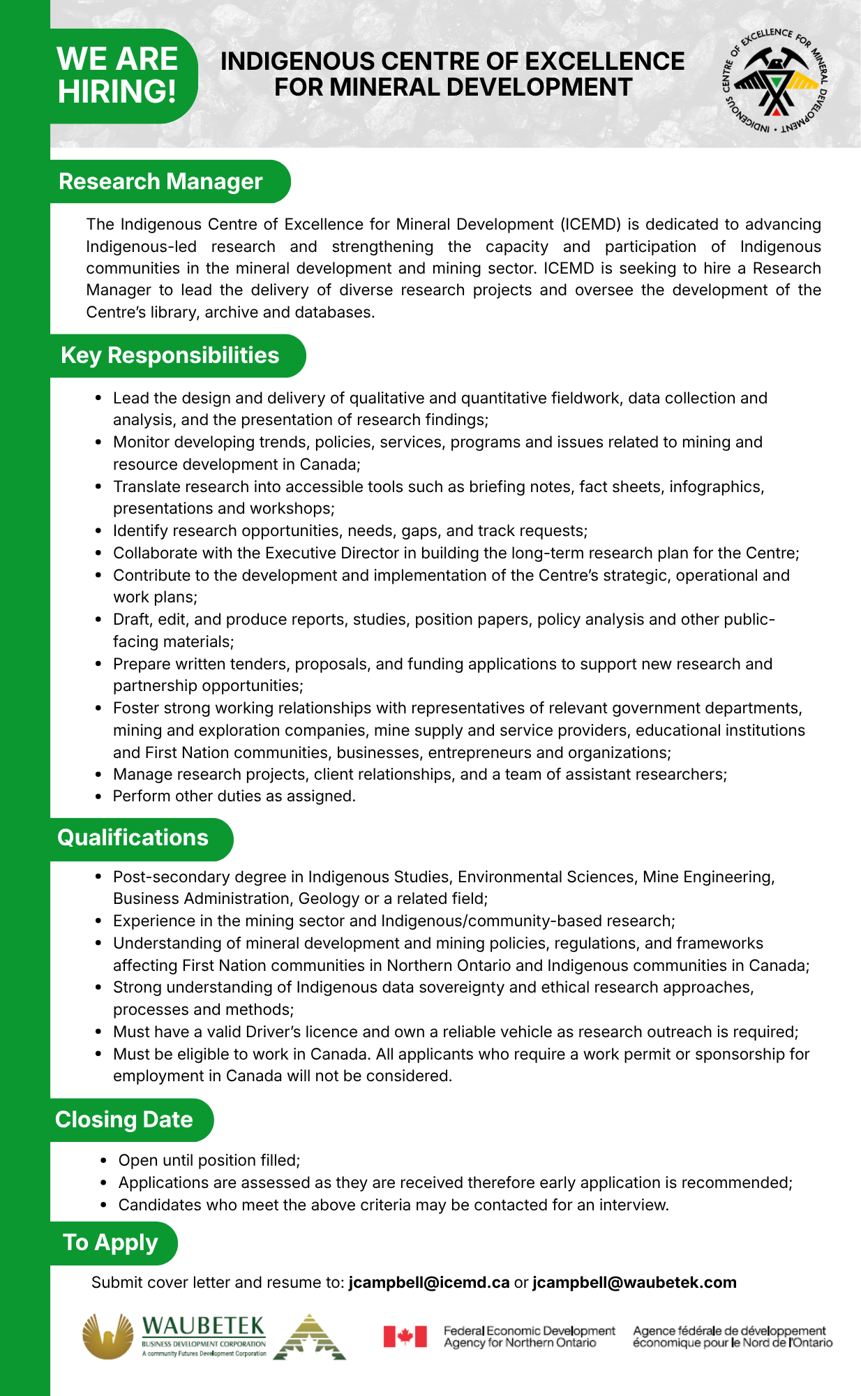 Research Manager Job Posting